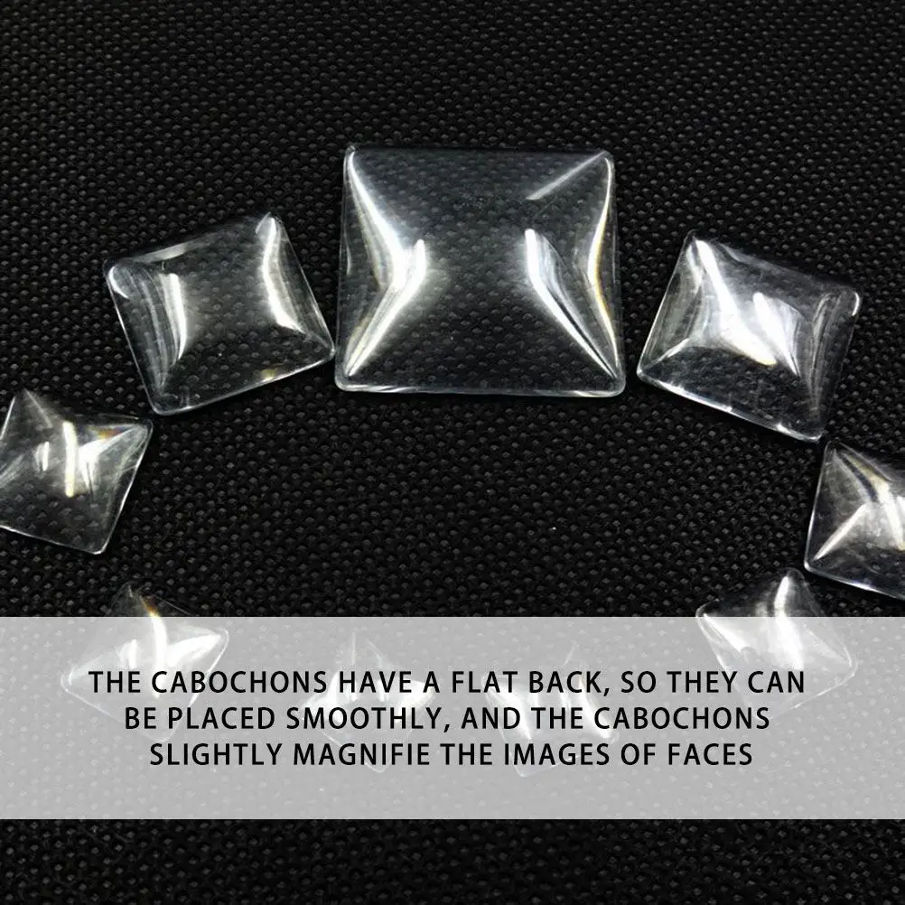 100Pcs Mixed Color Square Crystal Glass Cabochons Flat Back Durable for Jewelry Crafting Photo Pendants DIY Earrings Cuff Links
