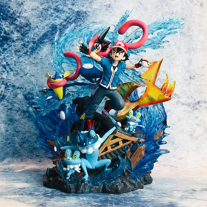 30cm Pokemon Gk Ash Ketchum Greninja Family Gx Evolution Series Handmade Model Decoration Collectible Oversize Gift Chidren Toy