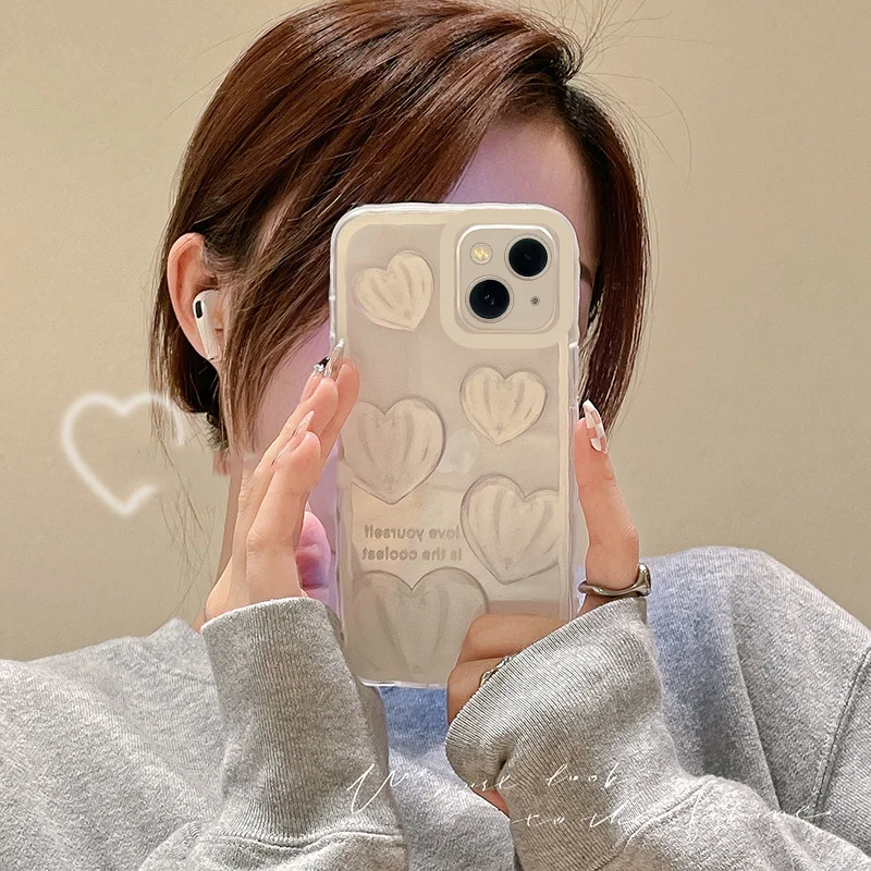 T112 White Heart For Samsung Galaxy M10S M11 M12 M22 M21 M32 M31 M51 M52 F12 F22 F52 F62 Case DIY TPU Soft Cover