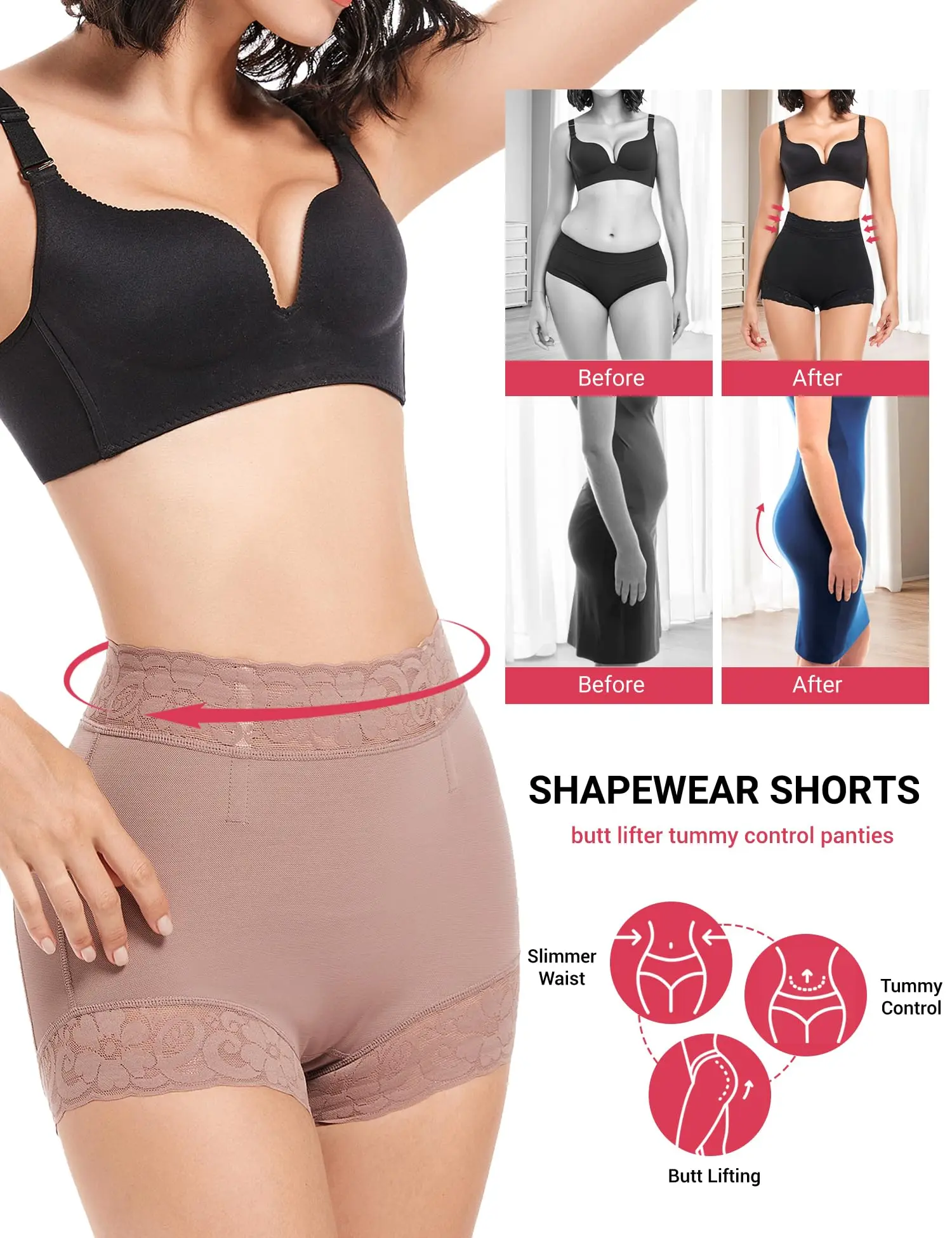 Трусики с подтяжкой ягодиц, корректирующее белье для женщин, компрессионное нижнее белье, короткое кружевное корректирующее белье для ягодиц