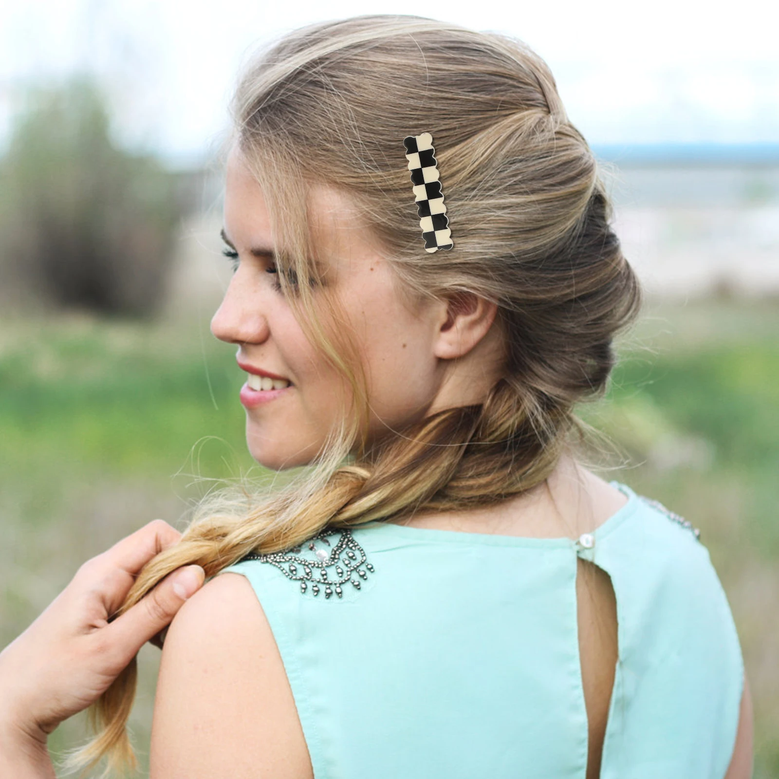 

12pcs Duckbill Hair Clips Plaid Lightweight Durable Styling Hair Accessories Wedding Banquet Party Bangs Hairpin Barrette