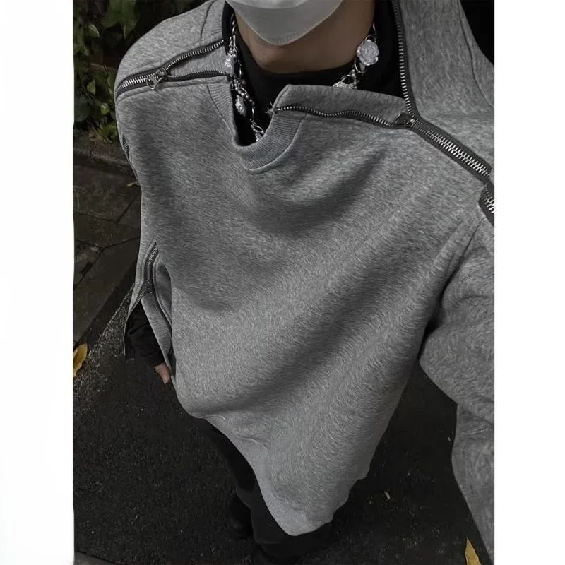 

Mens No Hat Hoodies Skull Hatless No-Hood Pullover Crewneck Round-Neck Simple Clean Minimal Everyday Basic Regular-Fit Spring BF