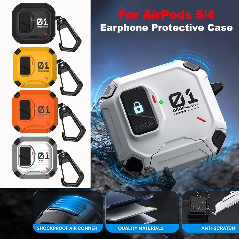 For Airpods 5 & Airpods 4 Earphone Drop-Proof Hard Shell Protection Cover Magnetic Lock Protection Cover Compatible with Magsafe