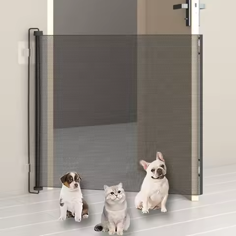 Retractable Gate Indoor Retractable Pet Gates for Dogs Stair Door Partition Childproof Net Cat Baffle No-Drill for Deck Kitchen