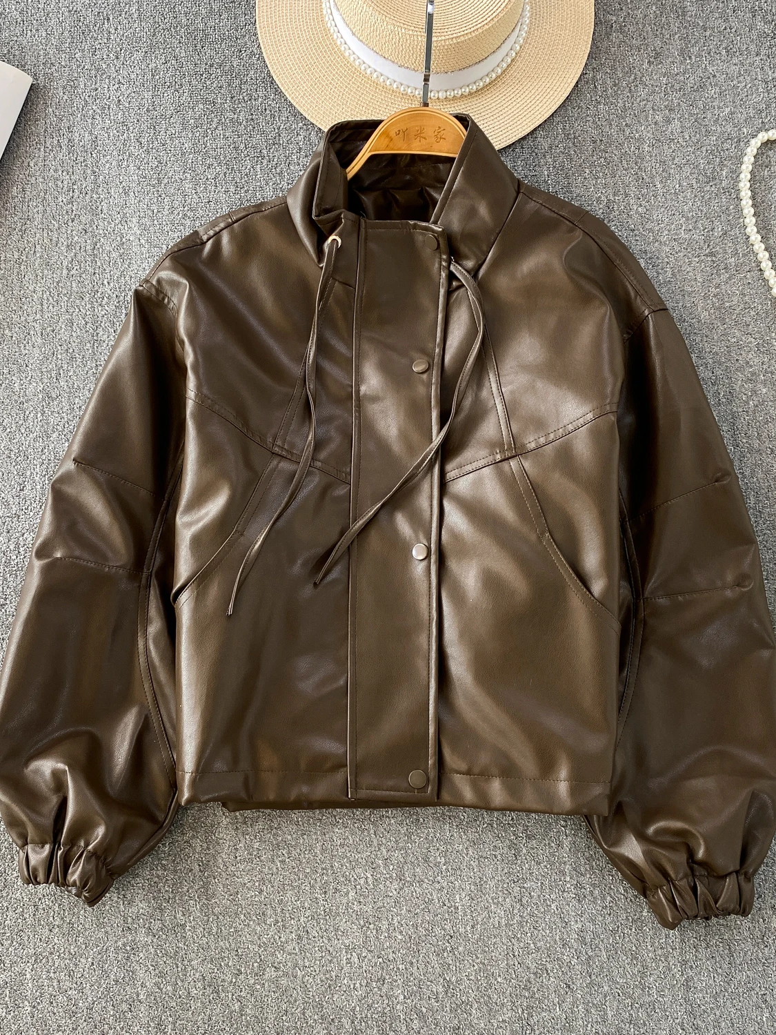 معطف Sli Brown Leather Jaet للسيدات لراكبي الدراجات النارية مثير عصري 2025 وصل حديثًا قسط PU مقاوم للرياح طويل Sve