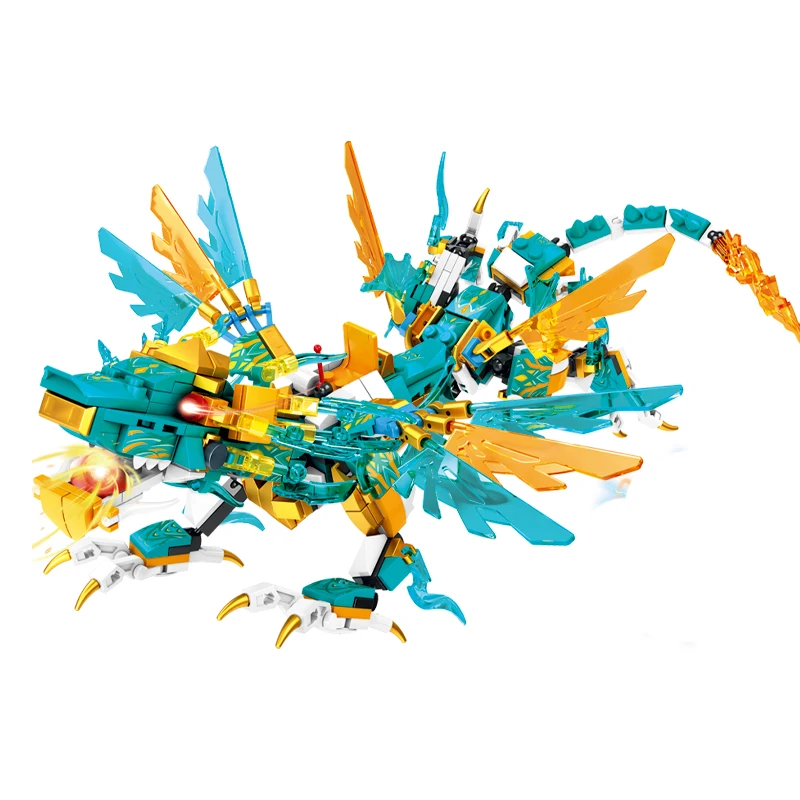 2025 New Double Headed Frost Dragon Canglong Mech Building Block Model Children's Puzzle Small Particle Assembly Toy