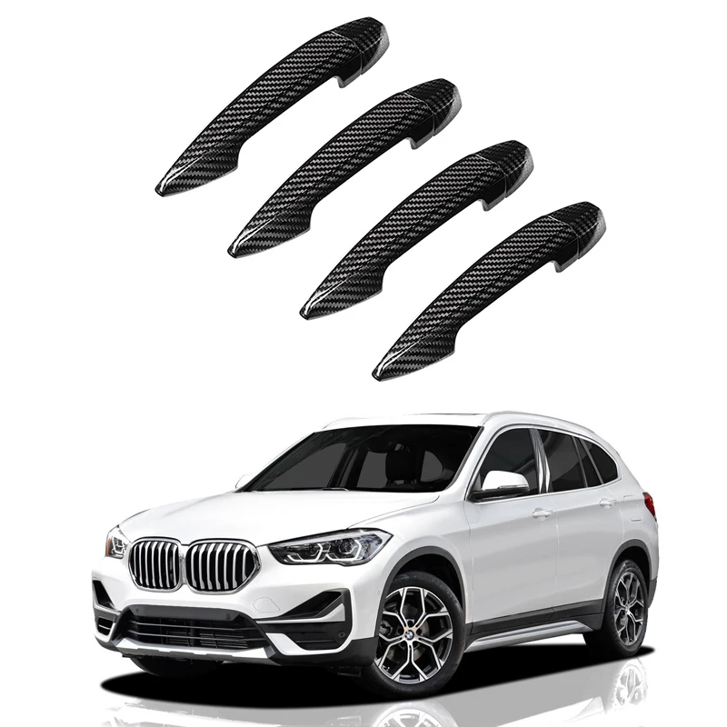 Carbon Fiber Car Door Handle Cover Stickers Trim Exterior Accessories For BMW X1 X2 2023 2022 2021 2020 2019 2018 2017 2016