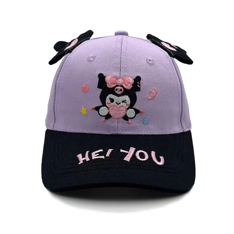 New Children's Hat Kuromi Three-Dimensional Ears Anime My Melody Peaked Cap Embroidery Baseball Cap Cartoon Sun Hat Kids Gift