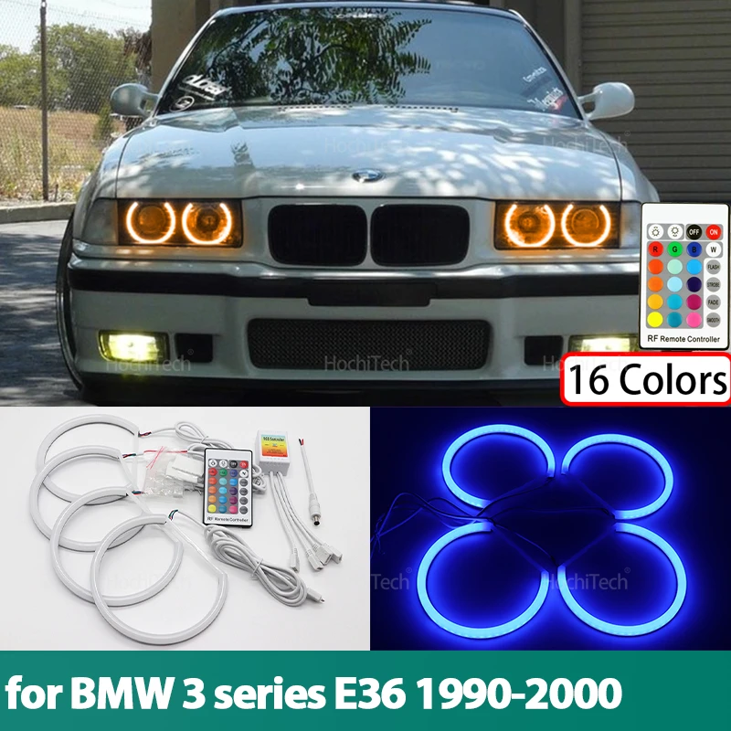 

Remote Control Multi Color RGB Cotton Light LED Angel Eyes Kit Ring for BMW 3 Series E36 1990-2000 Car Accessories