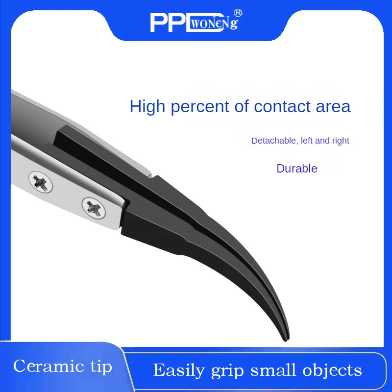 PPD Ceramic Tweezers Anti-static Bent Sharp Point Slant Flat Head Tweezer Precision IC Gripping Tool