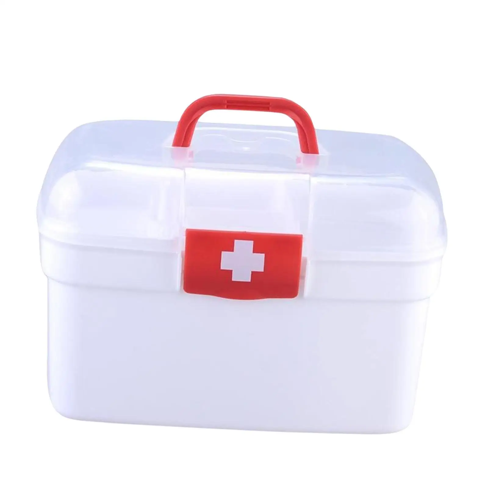 다용도 응급처치 의료 상자 컨테이너 가정용 방진 상자 화장품 사무실 캠핑용 빈 보관 케이스, 화이트, L