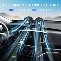 Hipacool 5/12/24v Car Dual Head Fan Car Cooler Auto 2 USB Charging Port Electric Fan 360° Rotatable Foldable Fan for Car Truck