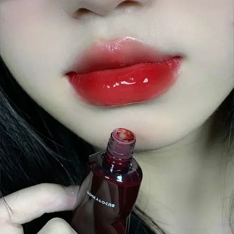 Esmalte de labios de agua de espejo negro, hidratante de alto brillo, tinte de labios rojo Sexy, maquillaje de Color duradero, Copa antiadherente, brillo de labios