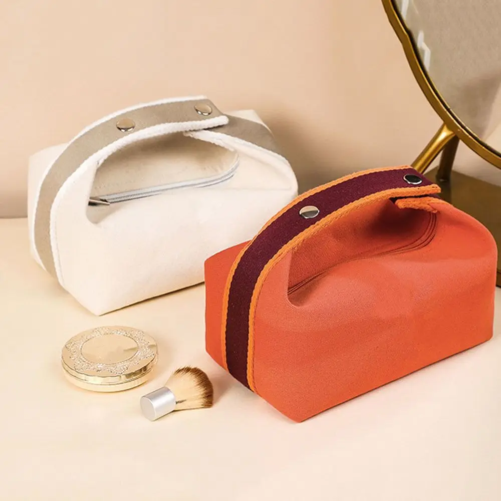 Fashionable Large Capacity Cosmetic Storage Bag Canvas Handheld Makeup Pouch Portable Makeup Organizer Travel