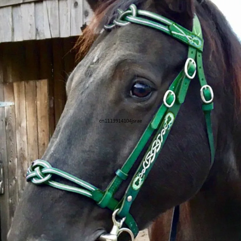 Fashion PU Leather Horse Halter European‑American Equestrian Gear Metal Fitting Adjustable Horse Headcollar Training Equipment