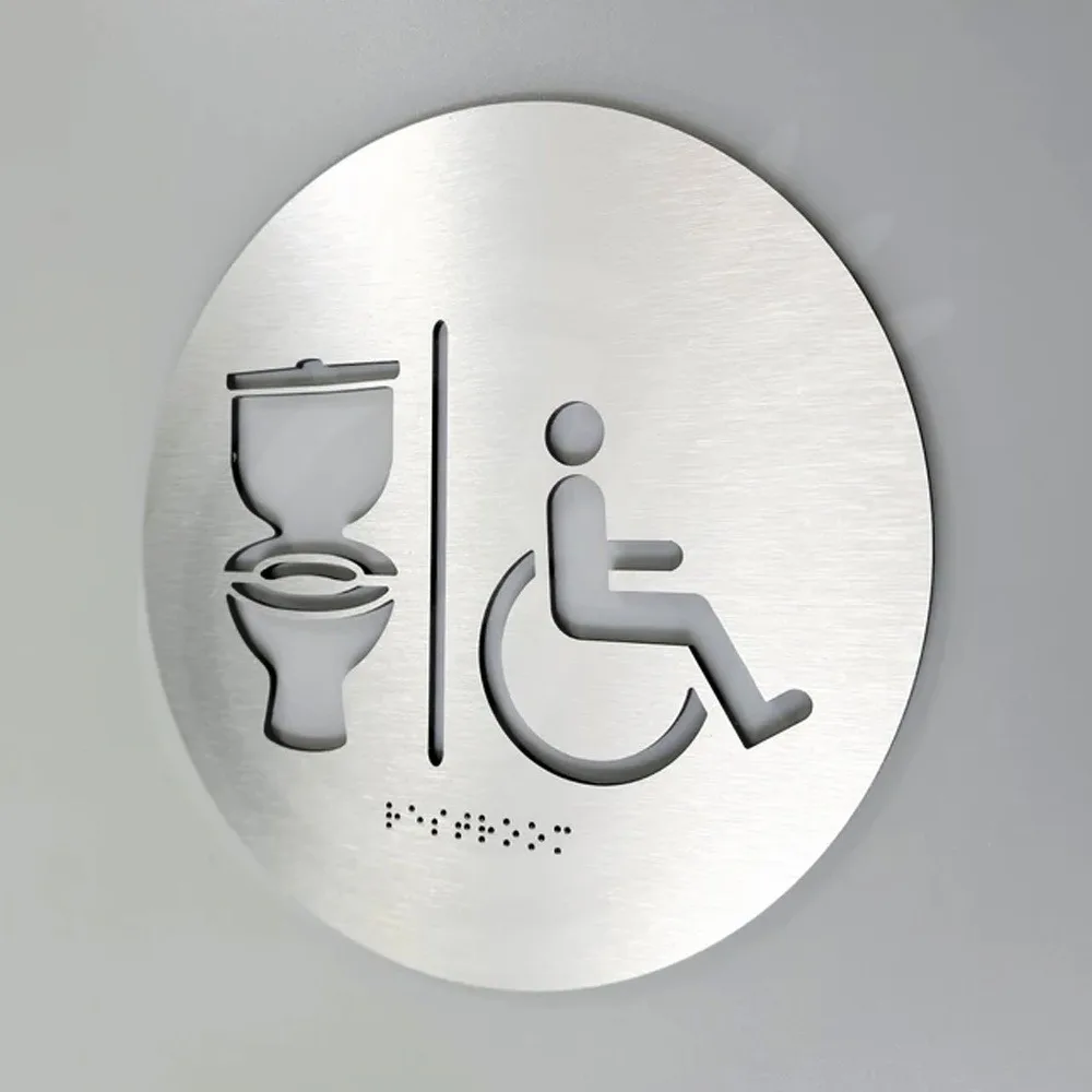 カスタムADA準拠点字サイン、ハンディキャップ対応トイレサイン、家族向けADAトイレ（点字と触覚シンボル付き）