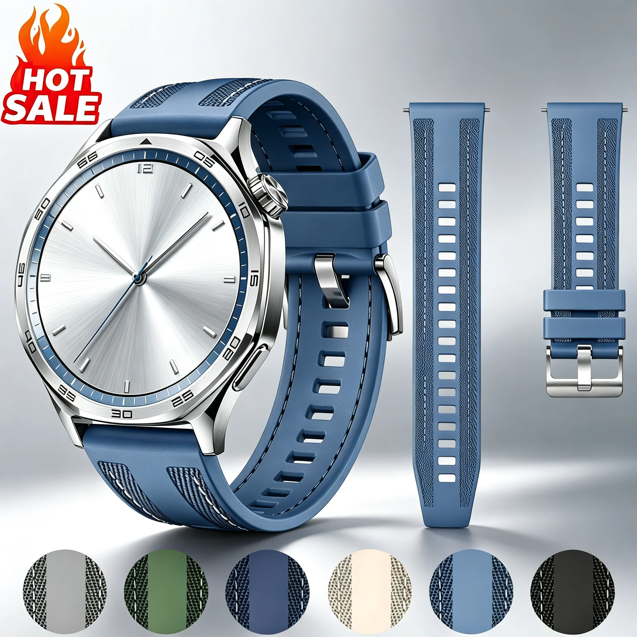 Official 22mm Nylon Strap For HUAWEI WATCH GT 7 6 5 4 46mm/Watch 4 5 6 Pro/GT 7 6 5 3 Pro 46 mm Composite Silicone Band Bracelet