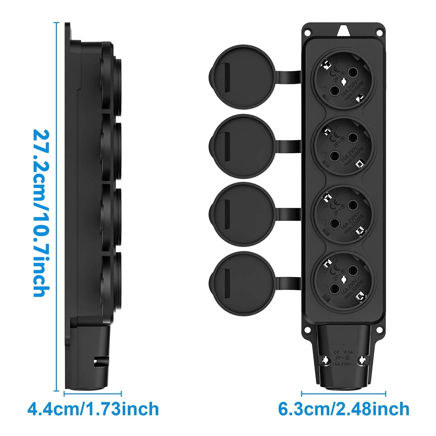 CILIA Eu Germany 3/4 way outdoor waterproof socket rain plug cover German Russian wireless expansion socket IP54 16A 3500W