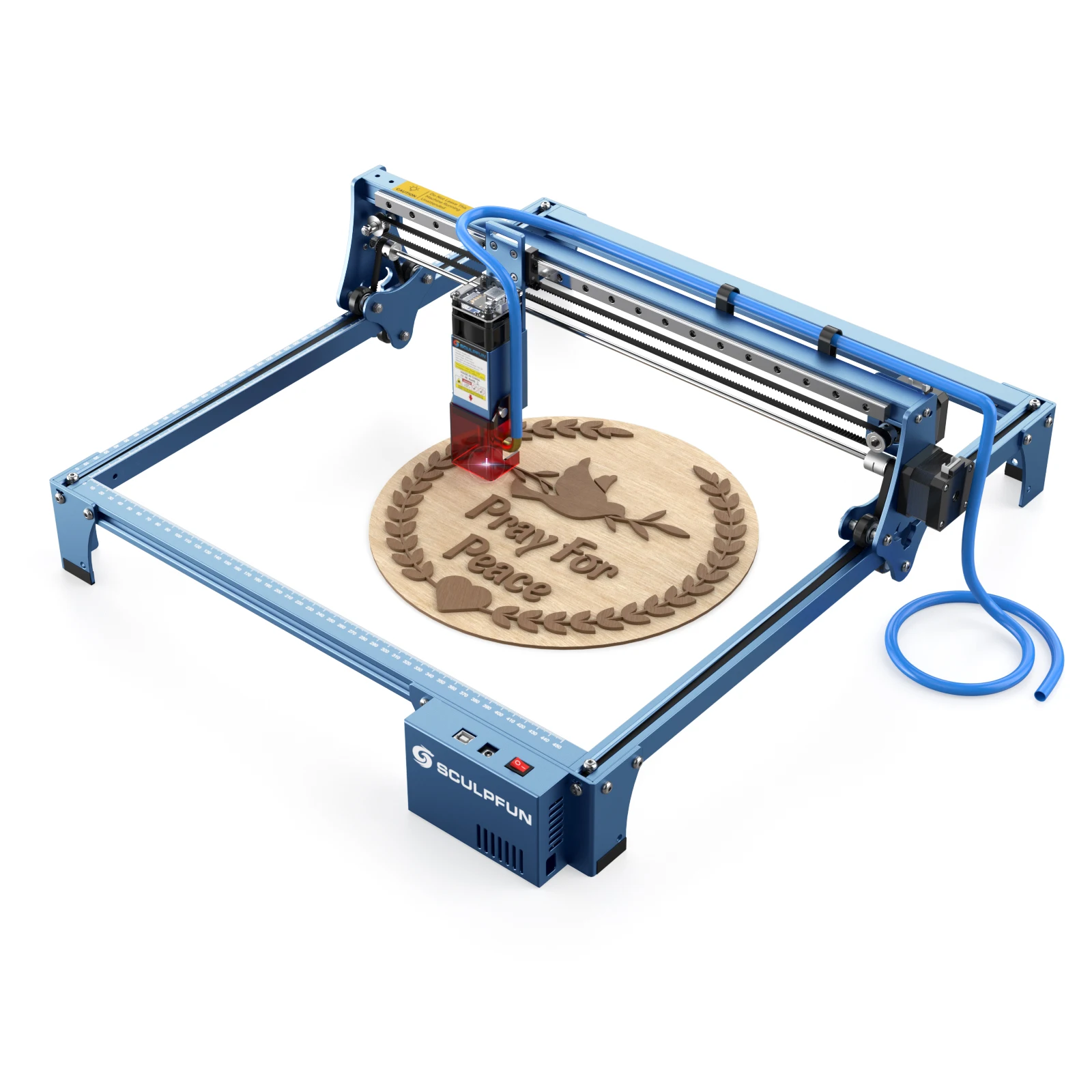 SCULPFUN S10 Laser Engraver 10W Engraving Cutting Machine With Air Assist Nozzle Tube Engraving area is 400x400mm for Wood MDF