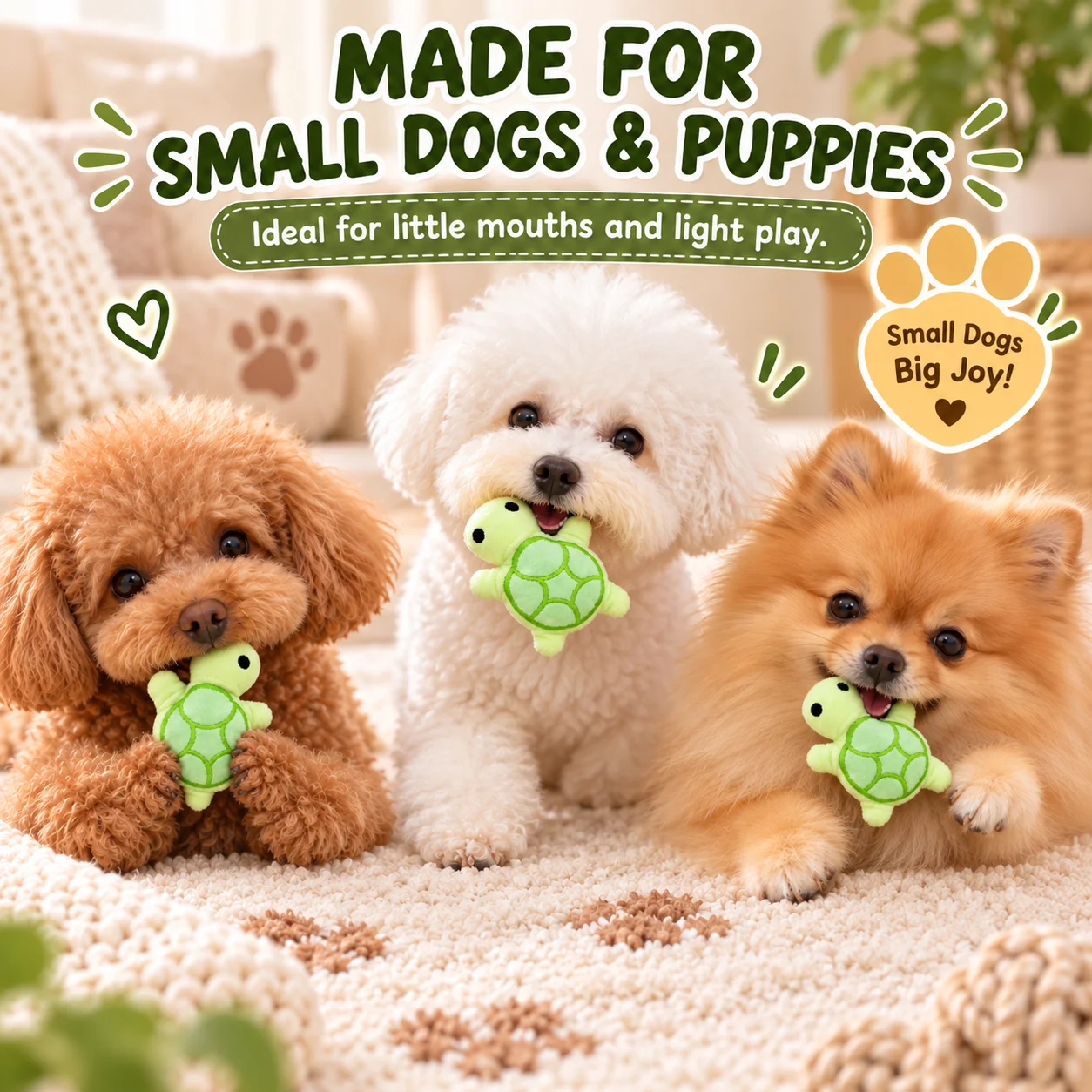 Mini Squeaky Turtle Dog Toy Soft Plush Interactive Chew Toy for Small Dogs Puppies Indoor Fetch Play Bite Sound Pet Toy Gift