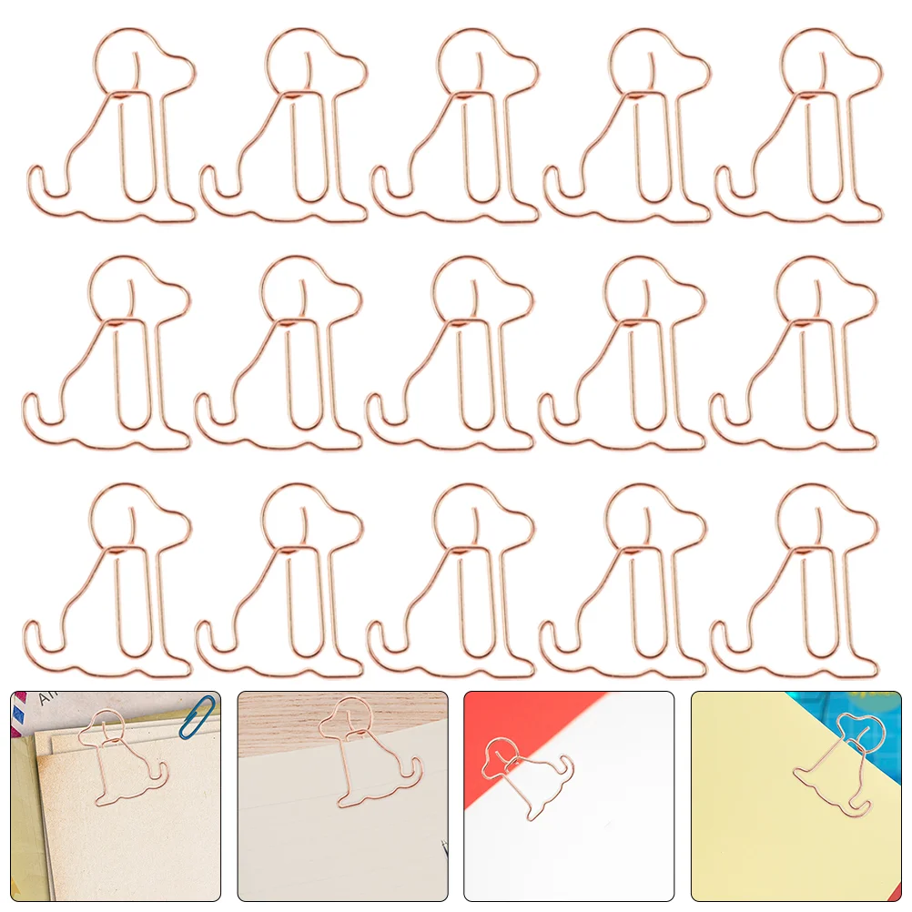 50 Pcs Puppy Pin DIY Paper Clip Paperclip for School Student Metal Marking Dog Shape Birthday Clips