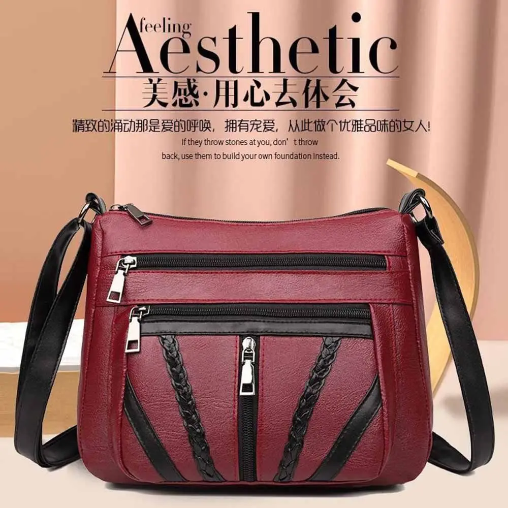 Fashion Large Capacity Women PU Shoulder Bag PU Leather Minimalist Crossbody Handbag Vintage Waterproof Messenger Bag Outdoor