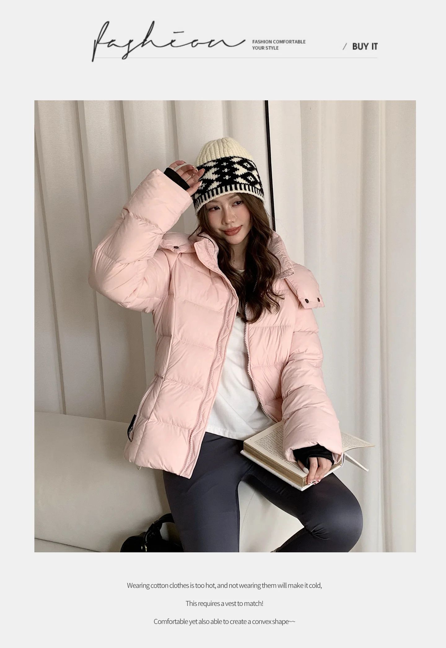 Winter Solid Color Long-sleeved Short Fur Collar Hooded Down Jacket Korean Women's Holiday Fashion Versatile and Thin Coat