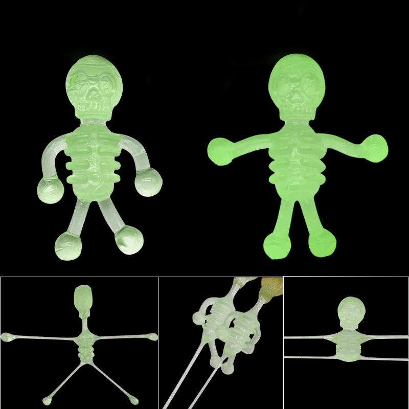 

10Pcs Novelty Funny Halloween TPR Resilient Glow-in-the-dark Skull Creative Spoof Ghost Festival Decoration Props Prank Toys