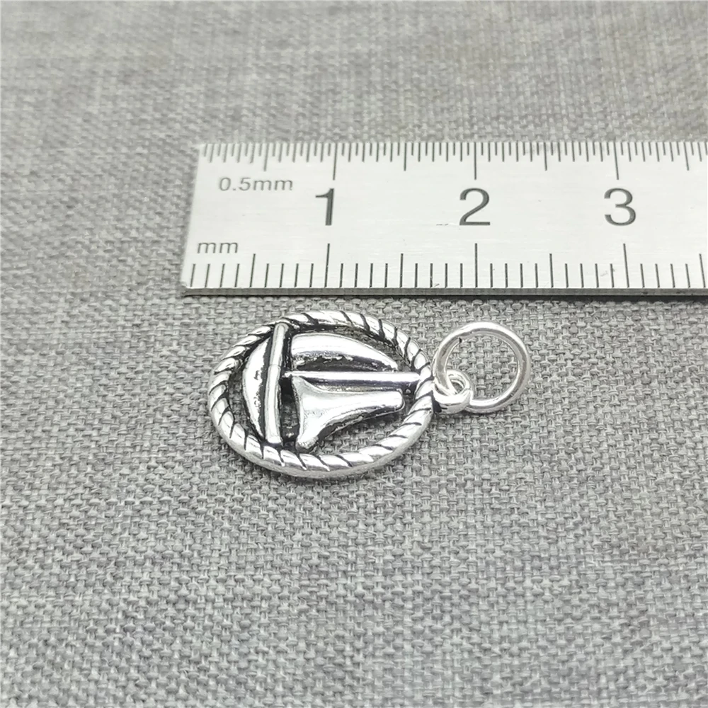 1 Piece Sailboat Charm Double Sided in 925 Sterling Silver for Sailing Nautical Bracelet and Necklace Making