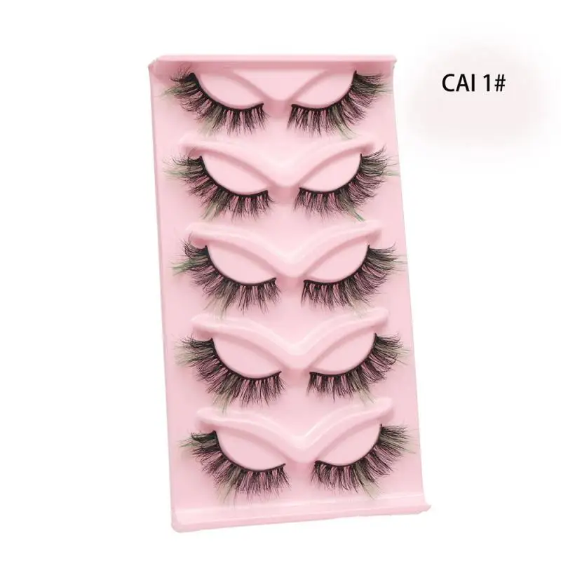 5 Pairs Cat Eye Lashes Faux Mink Eyelashes Natural long Manga Lashes Winged End Eye Elongated Eyelashes Fake Lashes Makeup