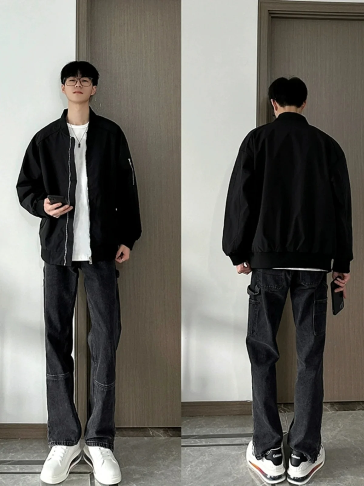 

Retro American Workwear Jeans Men's Straight Leg Slimming Waed Denim Pants Cool Trendy Straight Cut Trousers for Teens