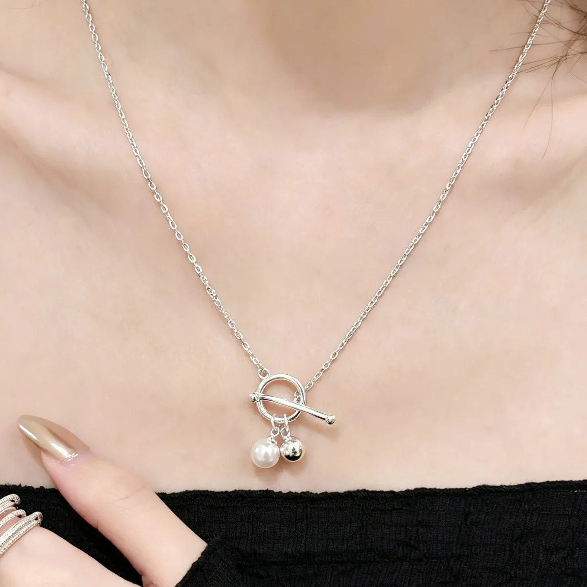 VENTFILLE 925 Sterling Silver Pearl Necklace for Women Girl Fashion Commute Sweet Pendant  Jewelry Girls' Gift Dropshipping