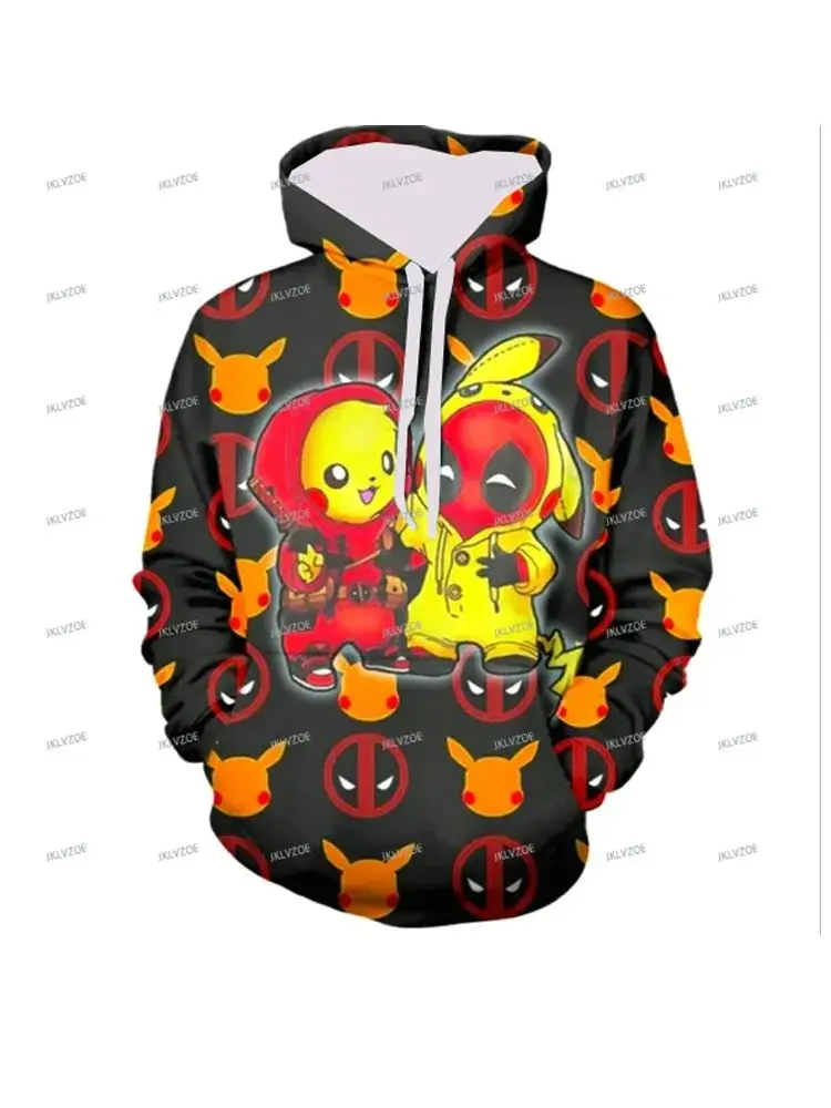 جديد مارفل ديدبول بيكاتشو البلوز الكرتون النساء الرجال البلوز القمم 2025 موضة جديدة زوجين هوديي البلوفرات #5