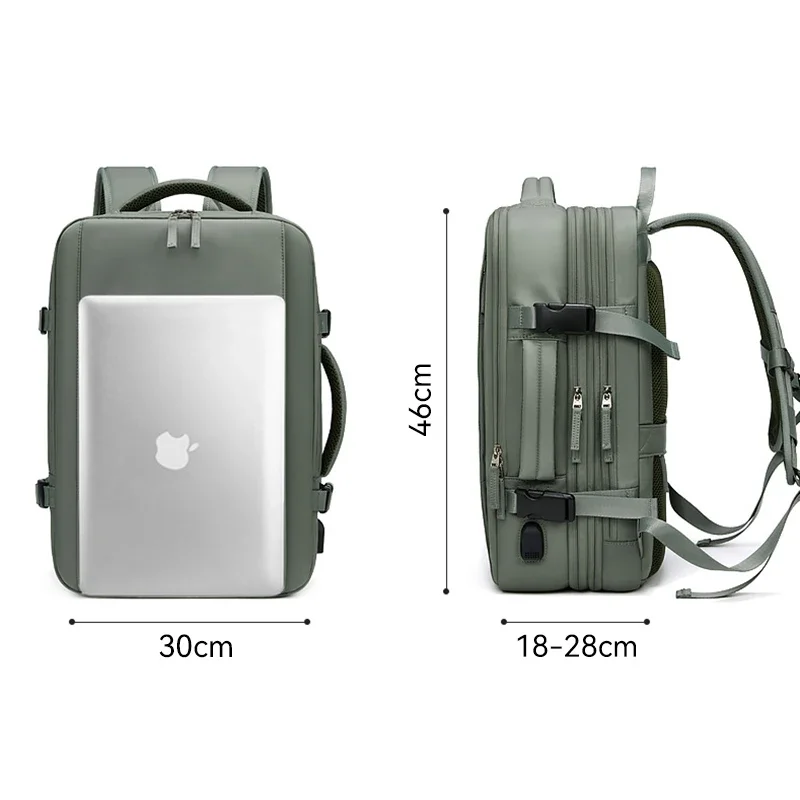 حقيبة ظهر خارجية قابلة للتوسيع للرجال والنساء ، حقائب سفر مقاومة للماء ، شحن USB ، حزمة ظهر للكمبيوتر المحمول 17 بوصة ، 39L