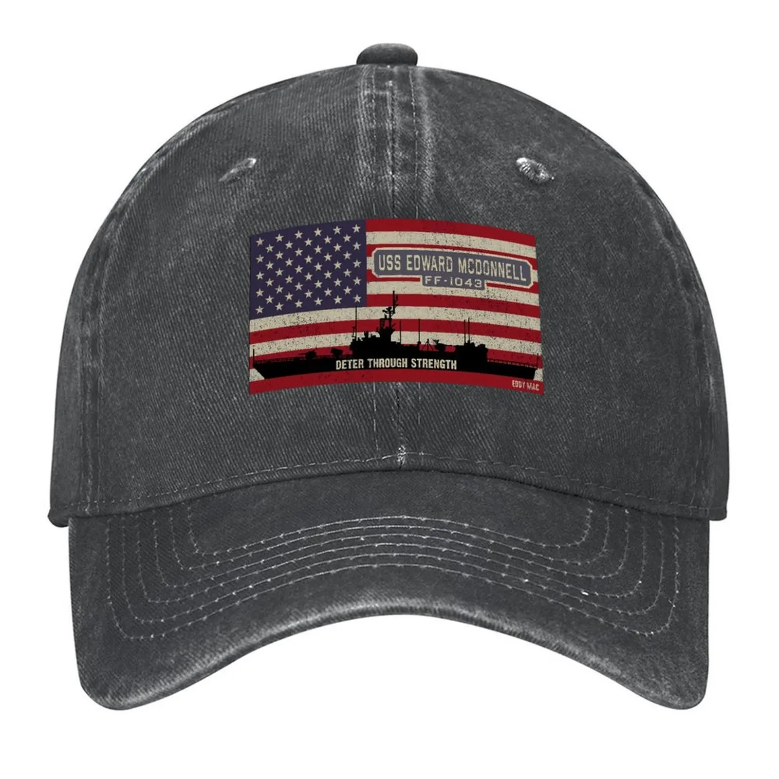 

USS Edward McDonnell FF-1043 Frigate Ship USA American Flag Gift Baseball Cap Hat Beach Horse Hat Bobble Hat Woman Men's