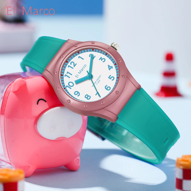 ساعة El Marco 3703 الإلكترونية الملونة للأطفال - مقاومة للماء العميق، مقاومة للصدمات، مقاومة للسقوط، ساعة كوارتز متعددة الاستخدامات للطلاب