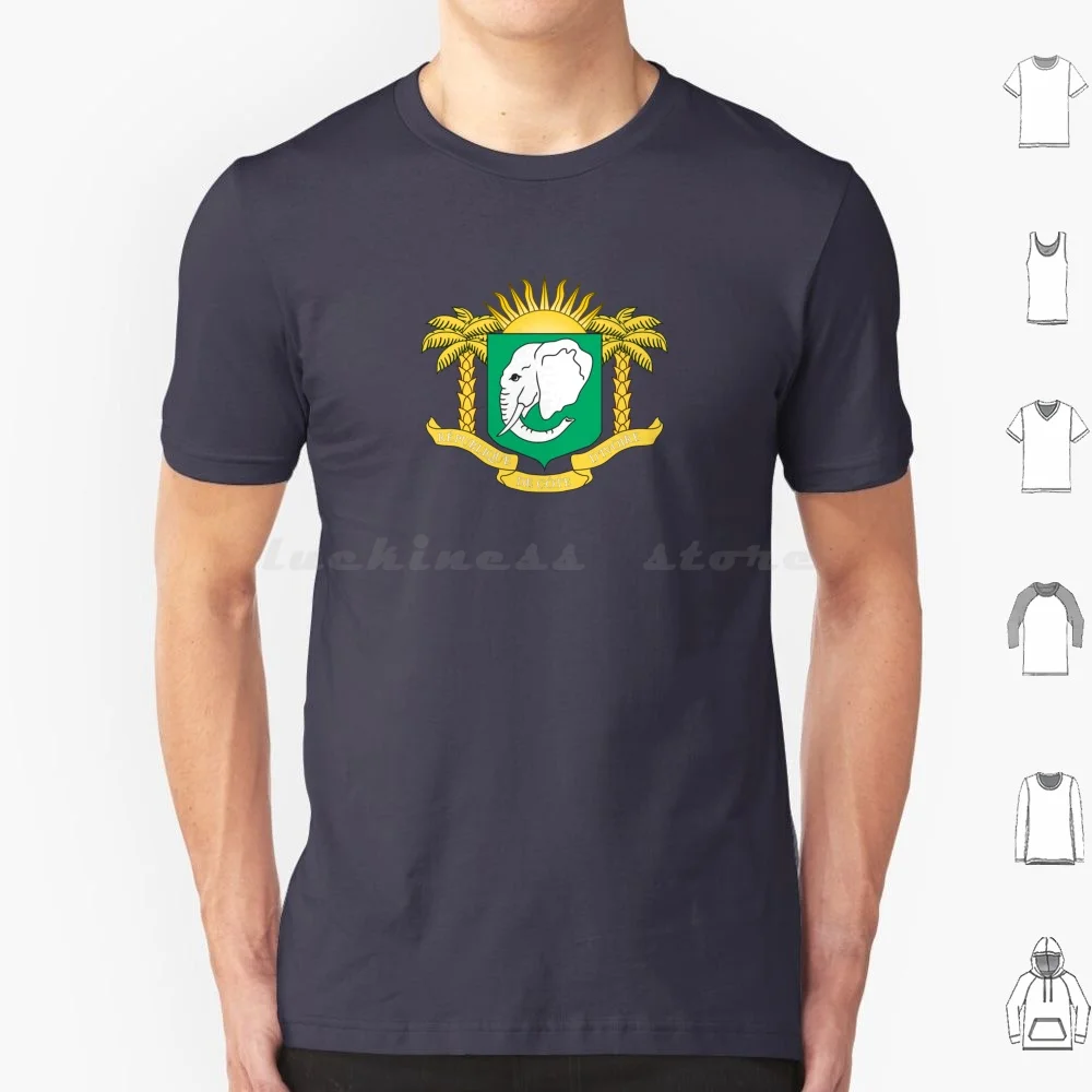 Cote D'ivoire Coat Of Arms T Shirt 6xl Cotton Cool Tee Cote Divoire Ivory Coast Cote Divoire Coat Of Arms Ivory Coast Coat Of