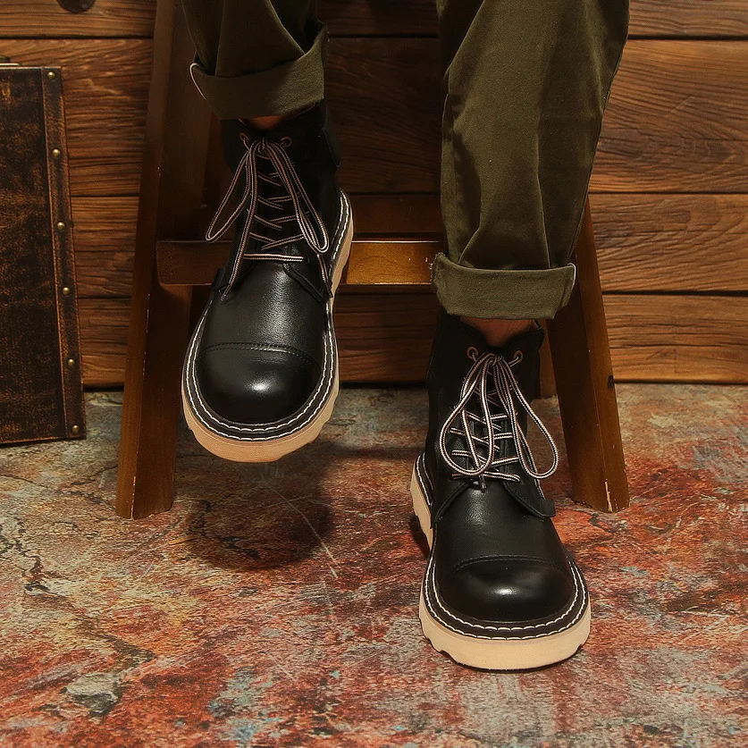 Retro Winter Shoes Men Boots Desert High Top Boot Casual Vintage Street Cool Shoe Winter Brown Leather Shoes