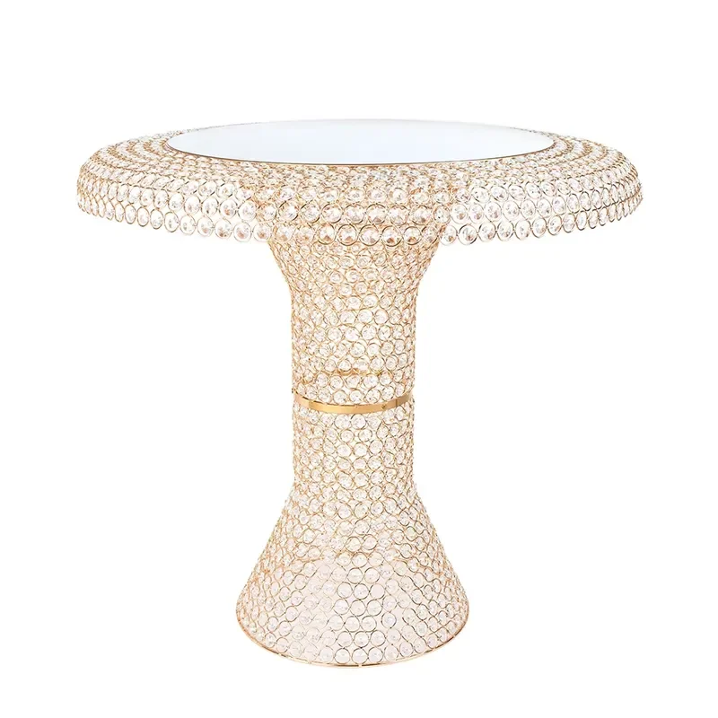 Modern Wedding Crystal Cake Table - Square Crystal Base with 24K Gold/Silver & Diamond-Cut Design for Events