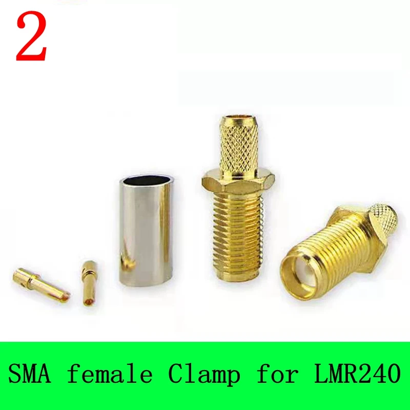 5 stks/partij LMR240 SMA Man Vrouw Connector SMA Vrouwelijke Mannelijke Crimp voor RG59 LMR240 CNT240 Coaxiale Kabel Jumper Messing Verguld