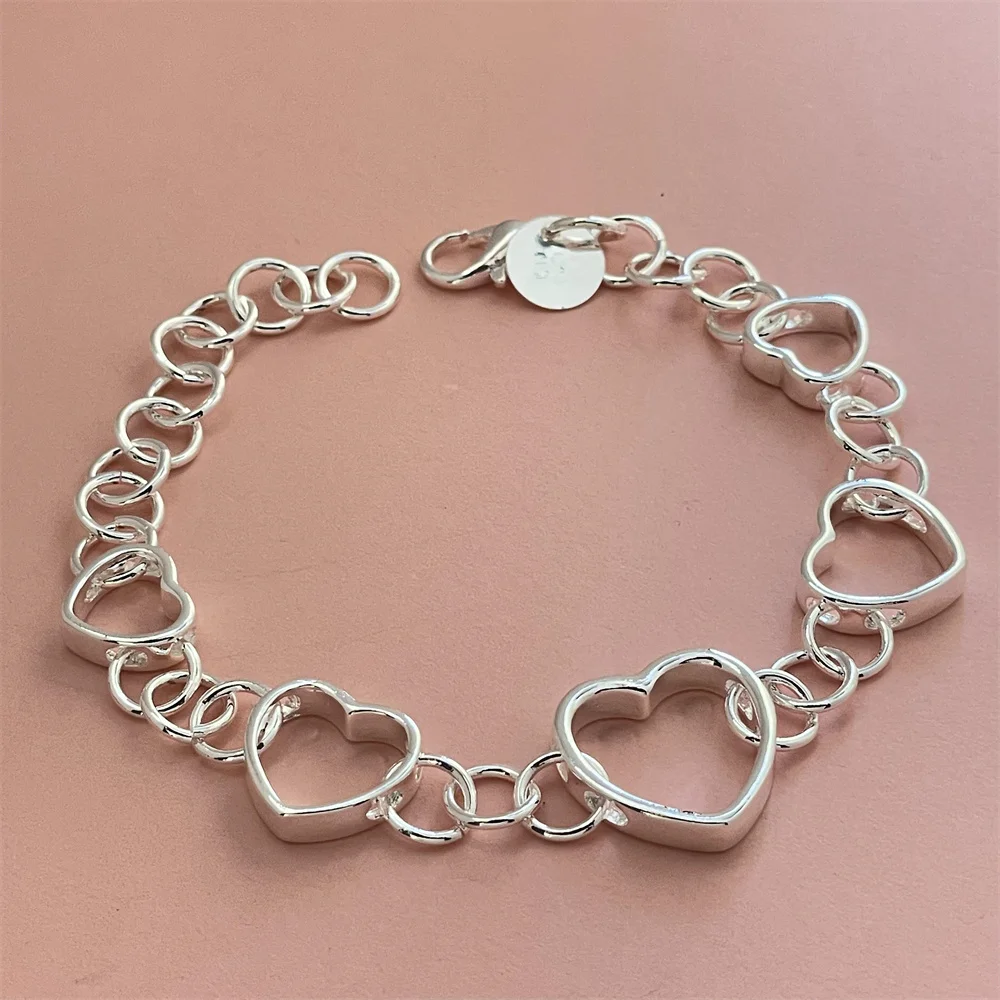 925 sterling silver bracelet exquisite heart shaped woman fashion wedding party gift jewelry