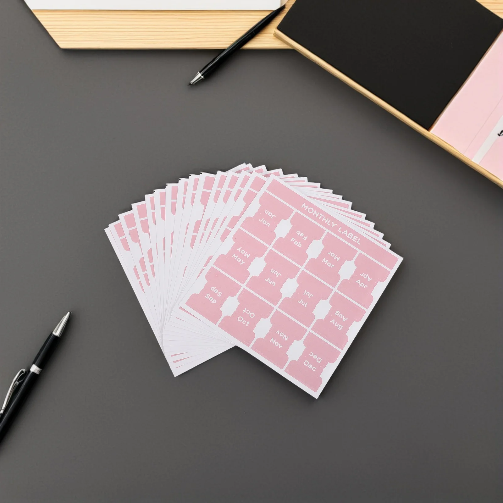 15 Sheets Monthly Index Tabs Stickers Decorative Adhesive Planner Tabs for Study Office Journal Calendar Label Organization