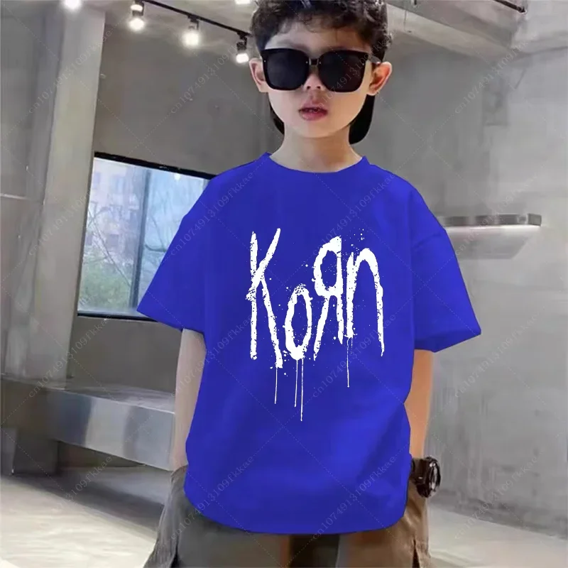 Korn Cartoon Rock Band Music Album T Shirt Boys Girls Harajuku Metal Gothic Oversized T-shirt Summer Cotton Child Short Sleeves