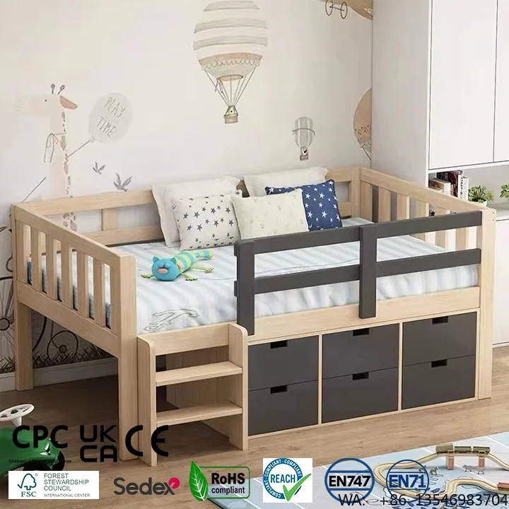 

Italian Design Luxury Cartoon Kids Bed Frame with Mattress Cooling Extendable Storage Massage Bedroom Furniture