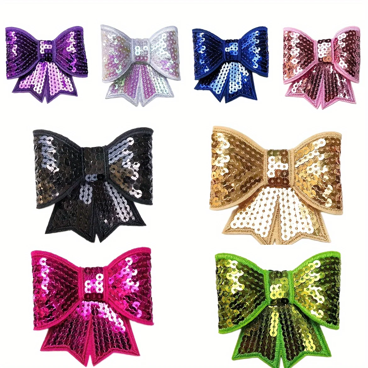 

8 pieces of 2.5"/6.5cm bows, hair accessories, shiny decorative headpieces, embroidered DIY accessory patches