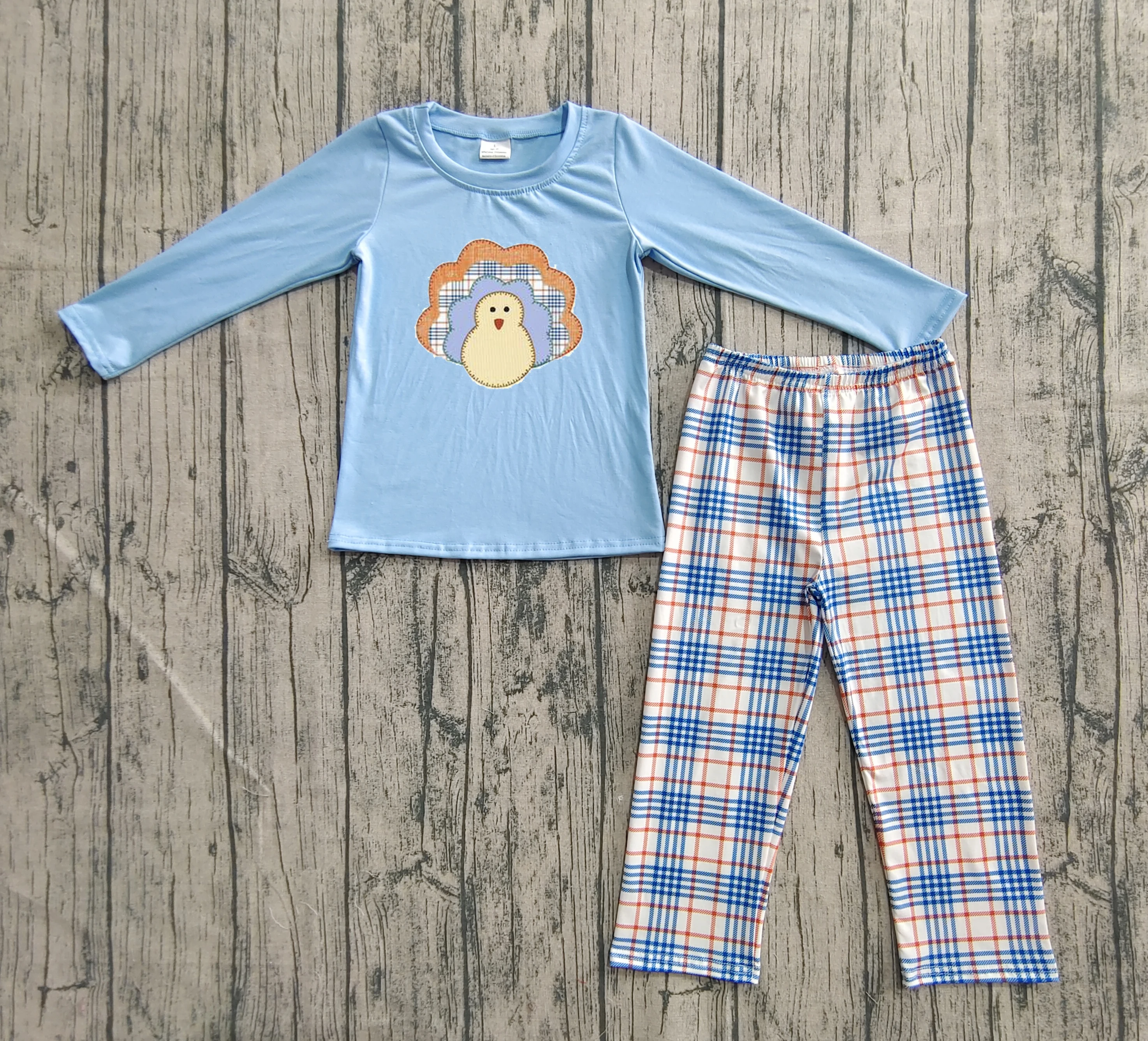

7.02 BLP1079 Presale Kids Girls Outfit Long Sleeve Top With Pants Set Children Thanksgiving Clothes