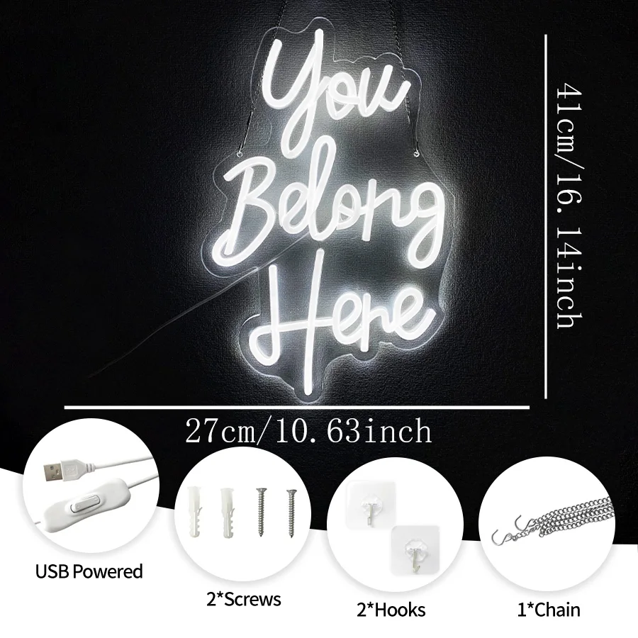 You Belong Here Neon Signs for Wall Decor, LED Classroom Decor, for Bedroom Salon Bar Home Wall Decor Classroom Decor Party