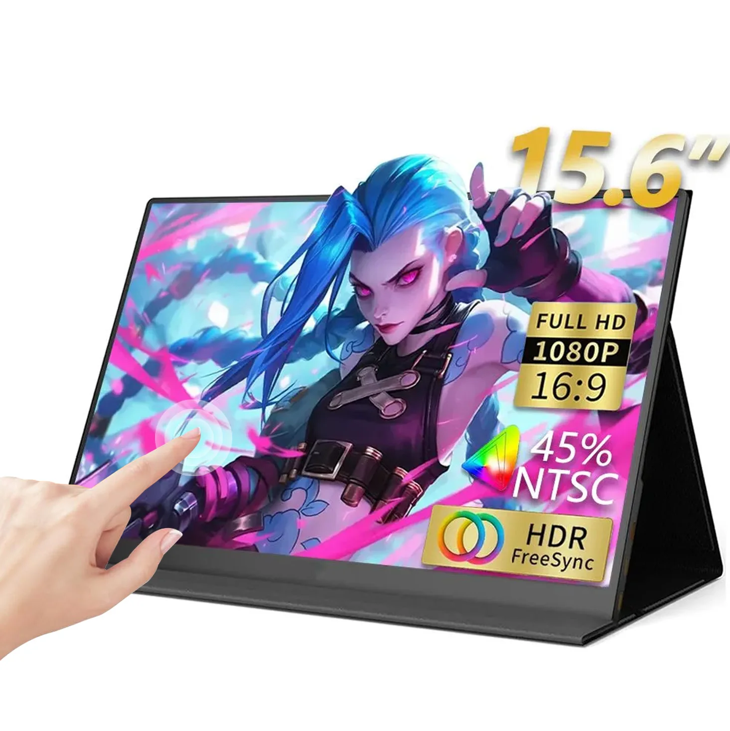 

AHXJKA15.6 Inch Gaming Monitor Portable Screen 1080P 300cd/m2 Extended Display for Phone Switch Xbox PS4/5 Laptop PC Mini PC60Hz