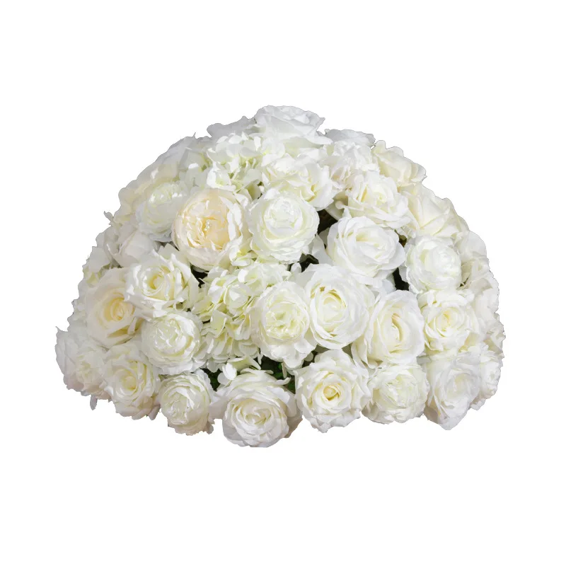 

Wedding white rose ball shopping mall window display flowers European lawn church outdoor wedding arrangement road flowers.