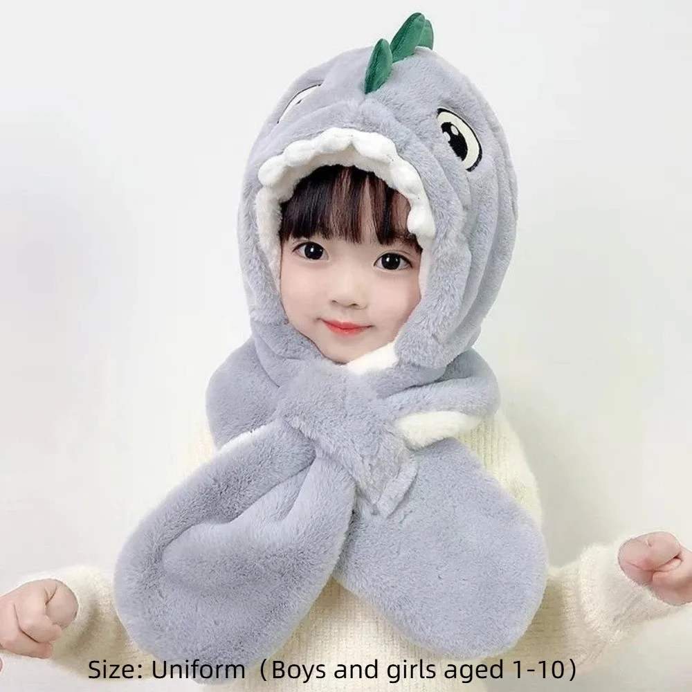 Cute 2-in-1 Children's Hooded Scarf Keep Warm Windproof Scarf Thicken Ear Protection Winter Children's Hat Winter view 6